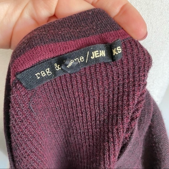 Rag & Bone • Burgundy Thermal Waffle Crew Neck Top - Picture 4 of 4